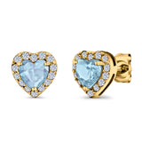 Heart shape Stud Earrings Wedding Simulated CZ 925 Sterling Silver (10mm)