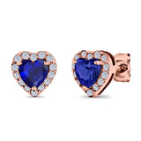 Heart shape Stud Earrings Wedding Simulated CZ 925 Sterling Silver (10mm)