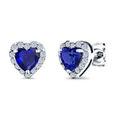 Heart shape Stud Earrings Wedding Simulated CZ 925 Sterling Silver (10mm)