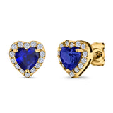 Heart shape Stud Earrings Wedding Simulated CZ 925 Sterling Silver (10mm)