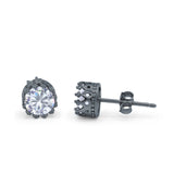 Wedding Bridal Stud Earrings Round Simulated CZ 925 Sterling Silver