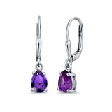 Leverback Earrings Pear CZ 925 Sterling Silver