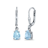 Leverback Earrings Pear CZ 925 Sterling Silver