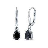 Leverback Earrings Pear CZ 925 Sterling Silver
