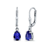 Leverback Earrings Pear CZ 925 Sterling Silver