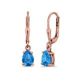 Teardrop Bridal Dangling Leverback Earrings Pear CZ 925 Sterling Silver