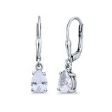 Leverback Earrings Pear CZ 925 Sterling Silver