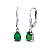 Leverback Earrings Pear CZ 925 Sterling Silver