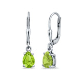 Leverback Earrings Pear CZ 925 Sterling Silver