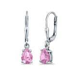 Leverback Earrings Pear CZ 925 Sterling Silver