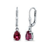 Leverback Earrings Pear CZ 925 Sterling Silver