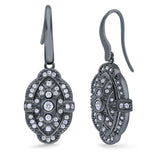 Drop Dangle Earrings Round Simulated Cubic Zirconia 925 Sterling Silver (18mm)