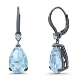 Pear Shape Dangling Leverback Earrings Wedding Simulated Cubic Zirconia 925 Sterling Silver (22mm)