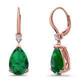 Pear Shape Dangling Leverback Earrings Wedding Simulated Cubic Zirconia 925 Sterling Silver (22mm)