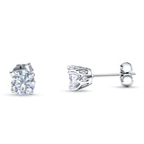 Round Hidden Halo Stud Earring Cubic Zirconia 925 Sterling Silver