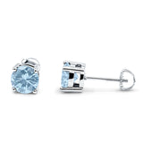 Solitaire Screw Back Stud Earring Brilliant Round Simulated Cubic Zirconia Solid 925 Sterling Silver