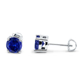 Solitaire Screw Back Stud Earring Brilliant Round Simulated Cubic Zirconia Solid 925 Sterling Silver