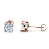 Solitaire Screw Back Stud Earring Brilliant Round Simulated Cubic Zirconia Solid 925 Sterling Silver