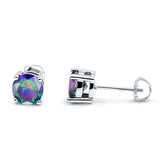 Solitaire Screw Back Stud Earring Brilliant Round Simulated Cubic Zirconia Solid 925 Sterling Silver