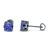 Solitaire Screw Back Stud Earring Brilliant Round Cubic Zirconia Solid 925 Sterling Silver