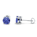 Solitaire Screw Back Stud Earring Brilliant Round Cubic Zirconia Solid 925 Sterling Silver