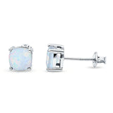 Solitaire Screw Back Stud Earring Excellent Cushion Cut Simulated Cubic Zirconia Solid 925 Sterling Silver