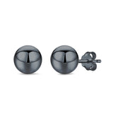 Ball Stud Earrings Round 925 Sterling Silver (2mm-18mm)