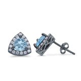 Stud Earrings Lab Created Opal Round Simulated CZ 925 Sterlig Silver(8mm)