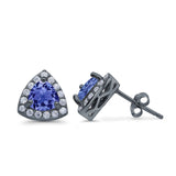 Stud Earrings Lab Created Opal Round Simulated CZ 925 Sterlig Silver(8mm)