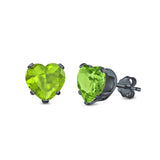 Heart Stud Earrings Simulated Cubic Zirconia 925 Sterling Silver (4mm-8mm)