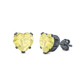 Heart Stud Earrings Simulated Cubic Zirconia 925 Sterling Silver (4mm-8mm)