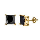 Halo Stud Earrings Princess Cut Simulated Cubic Zirconia 925 Sterling Silver (4mm-10mm)