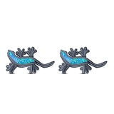 Lizard Stud Earring Created Opal Solid 925 Sterling Silver (21mm)