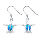 Drop Dangle Turtle Earrings Created Opal 925 Sterling Silver(16mm)