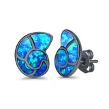 Solitaire Stud Earring Lab Created Opal 925 Sterling Silver (14mm)