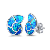 Solitaire Stud Earring Lab Created Opal 925 Sterling Silver (14mm)