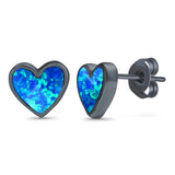 Stud Heart Earrings Created Opal 925 Sterling Silver(8mm)