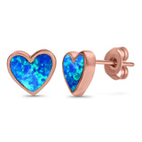 Stud Heart Earrings Created Opal 925 Sterling Silver(8mm)