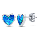 Stud Heart Earrings Created Opal 925 Sterling Silver(8mm)