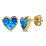 Stud Heart Earrings Created Opal 925 Sterling Silver(8mm)