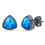 Stud Triangle Earrings Created Opal 925 Sterling Silver(8mm)