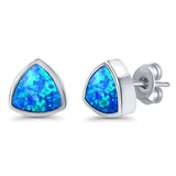 Stud Triangle Earrings Created Opal 925 Sterling Silver(8mm)