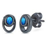 Stud Round Earrings Created Opal 925 Sterling Silver (8mm)