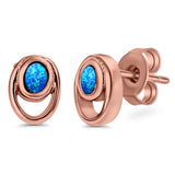 Stud Round Earrings Created Opal 925 Sterling Silver (8mm)