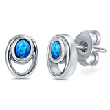 Stud Round Earrings Created Opal 925 Sterling Silver (8mm)