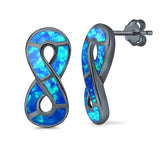 Infinity Sign Stud Earring Lab Created Blue Opal Simulated CZ 925 Sterling Silver (23mm)