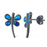 Firefly Stud Earring Lab Created Opal 925 Sterling Silver (18mm)