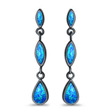 Drop Dangle Stud Earring Lab Created Opal 925 Sterling Silver (36mm)