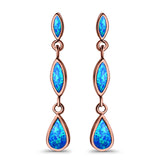 Drop Dangle Stud Earring Lab Created Opal 925 Sterling Silver (36mm)