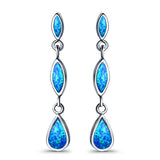 Drop Dangle Stud Earring Lab Created Opal 925 Sterling Silver (36mm)